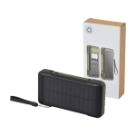 Powerbank van gerecycled plastic met slinger en kabels 10.000 mAh kleur miliair groen derde weergave