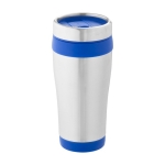 Thermosbeker van gerecycled rvs met draaibaar deksel 410 ml kleur blauw