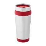 Thermosbeker van gerecycled rvs met draaibaar deksel 410 ml kleur rood