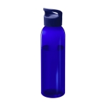 Transparante gerecyclede plastic fles met handvat op de deksel 650ml kleur blauw