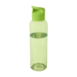 Transparante gerecyclede plastic fles met handvat op de deksel 650ml kleur groen