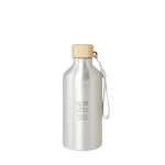 Drinkfles van gerecycled aluminium met bamboe deksel en band 500ml met afdrukgebied