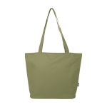 Multifunctionele tas van gerecycled polyester met rits kleur olijfgroen tweede weergave voorkant