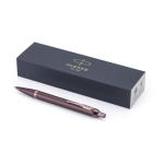 Monochrome metalen pen met klikknop en blauwe inkt Parker kleur bordeaux vierde weergave