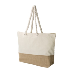 Stevige tas van jute en katoen met versterkte handvatten Jute Summer kleur khaki derde weergave