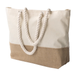 Stevige tas van jute en katoen met versterkte handvatten Jute Summer kleur khaki vijfde weergave