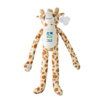 Pluche giraffe knuffel met klittenband met aanpasbaar label kleur meerkleurig met jouw bedrukking