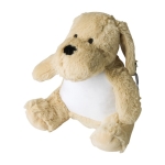 Pluche honden knuffel met geborduurde ogen en aanpasbaar label kleur beige vierde weergave