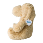 Pluche honden knuffel met geborduurde ogen en aanpasbaar label kleur beige met jouw bedrukking