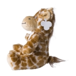 Pluche giraffe met geborduurde ogen en bedrukbaar label kleur oranje eerste weergave