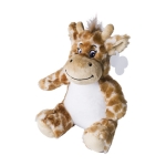 Pluche giraffe met geborduurde ogen en bedrukbaar label kleur oranje tweede weergave