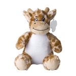 Pluche giraffe met geborduurde ogen en bedrukbaar label kleur oranje met jouw bedrukking