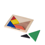 Kleurrijke houten tangram puzzel om cadeau te geven Shape kleur bruin met jouw bedrukking