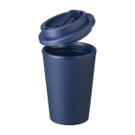 Plastic beker met schroefdeksel en drinkopening 350ml kleur marineblauw vierde weergave