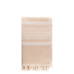 Pareo handdoek van gerecycled katoen met gestreept design 200 g/m2 kleur beige met afdrukgebied