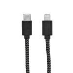 Oplaadkabel van RPET van 1 meter met USB-C en Lightning poort kleur zwart derde weergave