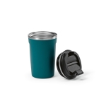 Duurzame thermische reisbeker van gerecycled roestvrij staal 490ml kleur petrol blauw tweede weergave