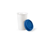 Keramische thermische to-go beker met siliconen deksel 300ml kleur blauw