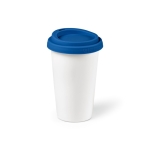 Keramische thermische to-go beker met siliconen deksel 300ml kleur blauw tweede weergave