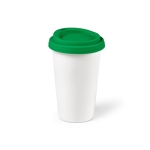 Keramische thermische to-go beker met siliconen deksel 300ml kleur groen tweede weergave