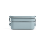 Dubbele lunchbox van gerecycled roestvrij staal met gespen 1,2L kleur gemarmerd blauw vierde weergave