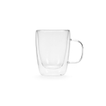 Dubbelwandige borosilicaatglazen beker 300ml kleur doorzichtig vooraanzicht