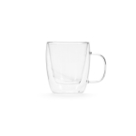 Dubbelwandige borosilicaatglazen beker 250ml kleur doorzichtig vooraanzicht