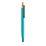 Pen van gerecycled aluminium en RPET met blauwe Dokumental® inkt kleur cyaan blauw