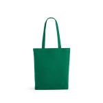 Tas van gerecycled katoen en polyester met lange handvatten 280 g/m2 kleur groen vooraanzicht