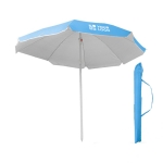 Strandparasol van gekleurd nylon met witte rand Ø180 kleur blauw met afdrukgebied