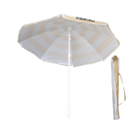 Strandparasol van gekleurd nylon met witte rand Ø180 kleur beige met afdrukgebied