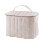 Toilettas van gerecycled katoen en polyester met gouden rits kleur naturel tweede weergave