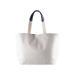 Gerecycled katoenen tas met drukknoopsluiting 280 g/m2 kleur marineblauw eerste weergave