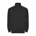 Sweatshirt van katoen en polyester met halve rits 280 g/m2 Roly kleur zwart