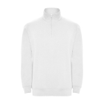 Sweatshirt van katoen en polyester met halve rits 280 g/m2 Roly kleur wit