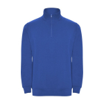 Sweatshirt van katoen en polyester met halve rits 280 g/m2 Roly kleur koningsblauw