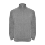 Sweatshirt van katoen en polyester met halve rits 280 g/m2 Roly kleur lichtgrijs gemarmerd