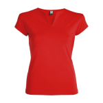 T-shirt van katoen voor dames met V-hals 200 g/m2 Roly kleur rood