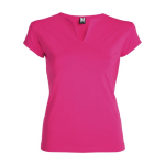 T-shirt van katoen voor dames met V-hals 200 g/m2 Roly kleur fuchsia