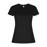 Sportshirt van 50% gerecycled polyester voor dames 135 g/m2 Roly kleur zwart