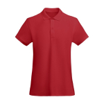 Poloshirt van 100% biologisch katoen piqué voor dames 210 g/m2 Roly kleur rood