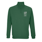 Katoenen en polyester sweatshirt met 1/4 rits SOL'S Conrad 280 g/m2 kleur donkergroen weergave met bedrukking