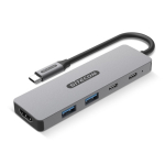 USB-A en USB-C hub voor snel opladen of gegevensoverdracht kleur grijs