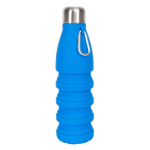 Opvouwbare BPA-vrije siliconen fles met karabijnhaak 550ml kleur blauw