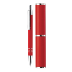 Aluminium pen met bijpassende buisvormige etui kleur rood