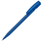 Transparante plastic pen met zachte grip gemaakt in de EU kleur blauw