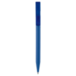 Transparante plastic pen met zachte grip gemaakt in de EU kleur blauw tweede weergave