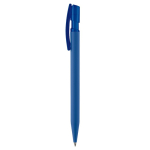 Transparante plastic pen met zachte grip gemaakt in de EU kleur blauw derde weergave