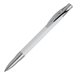 Aluminium pen met metallic kleuren en metalen clip kleur wit