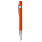 Aluminium pen met zachte grip en metalen punt kleur oranje derde weergave